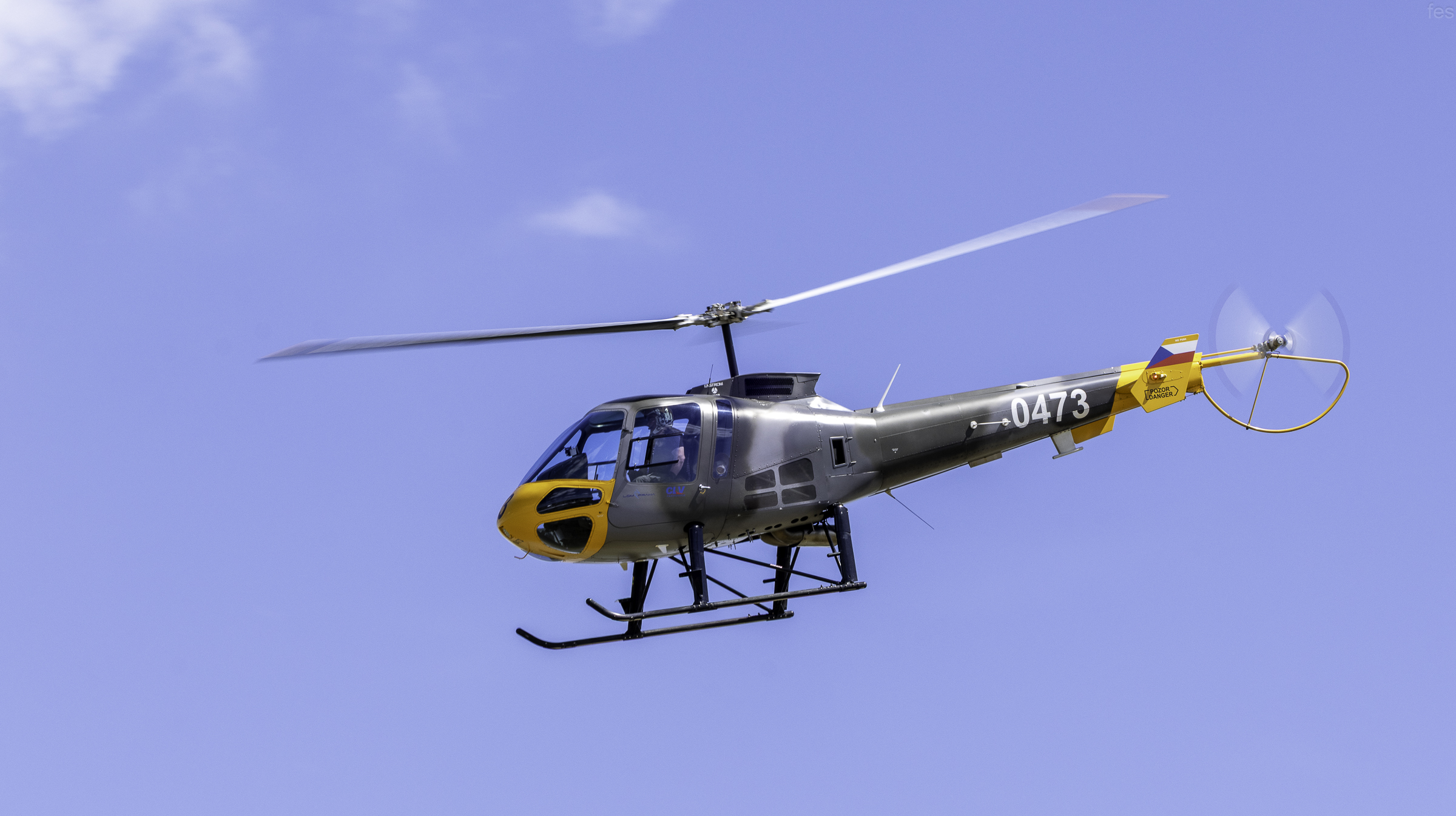 Enstrom 480B-G training helicopter 0473 of the Czech Air Force in flight