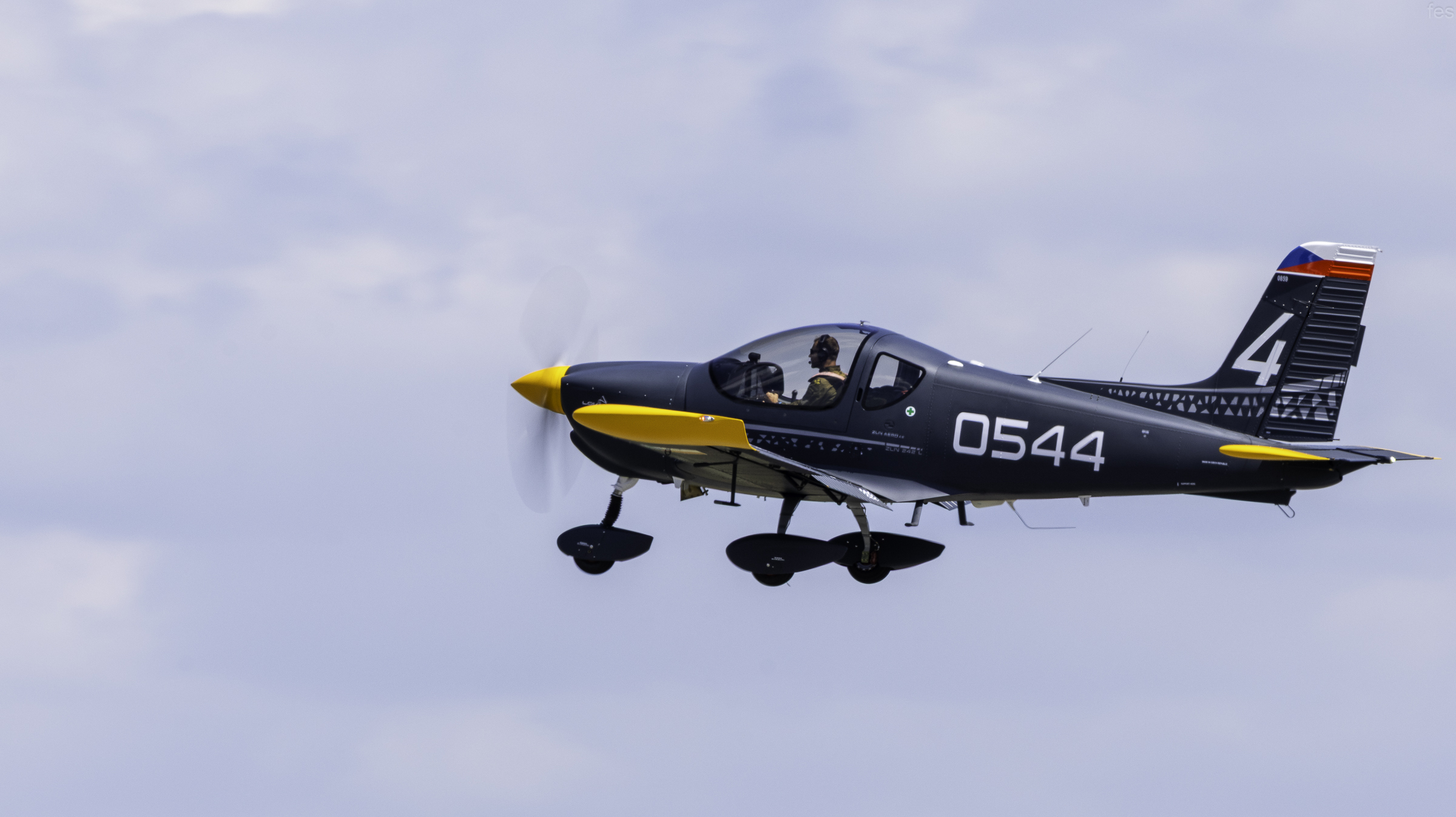 Zlín Z 242L trainer 0544 of the Czech Air Force in flight
